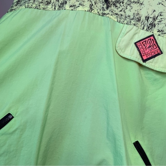 Vintage 80s Ocean Pacific Mens L Neon Anorak Windbreaker Surf Hoodie Jacket - Picture 4 of 12
